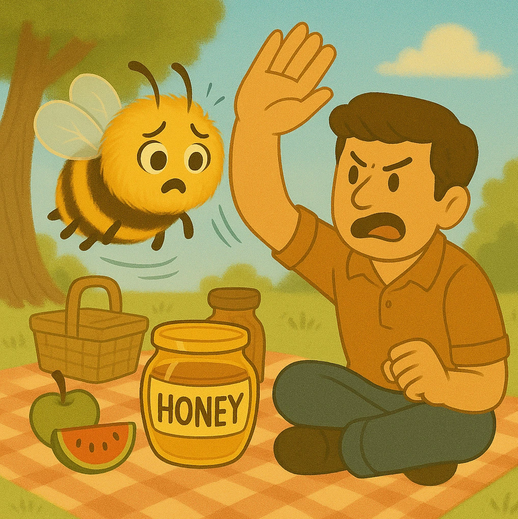 Billy the Bee — original illustration from page 8 of The Unlucky Bee